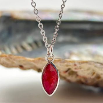 Ruby Crystal Sterling Silver Pendant